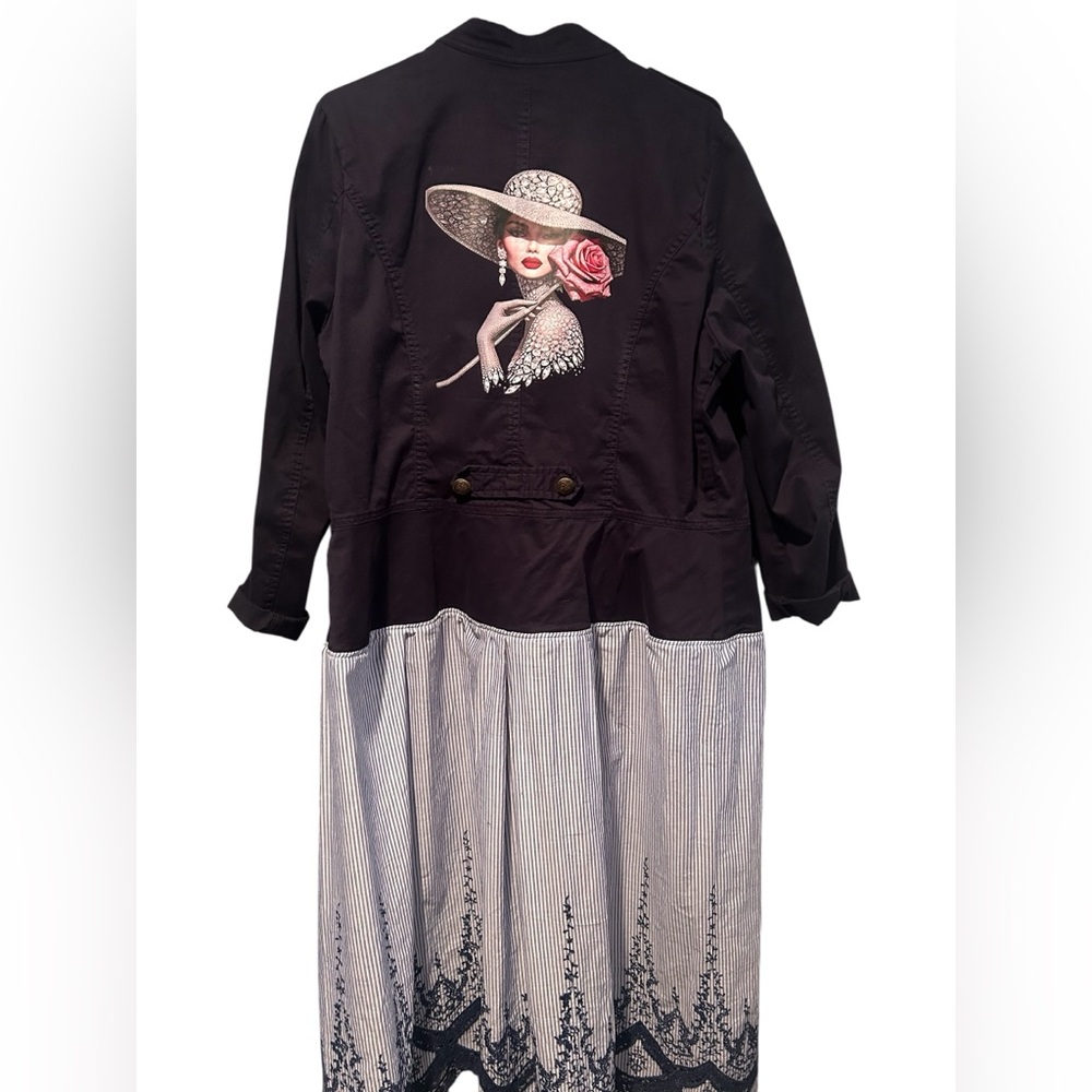 Dressbarn Navy and White Upcycled Duster